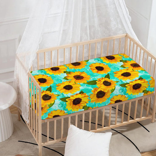 Bright Sunflower Pattern Print Baby Crib Sheet