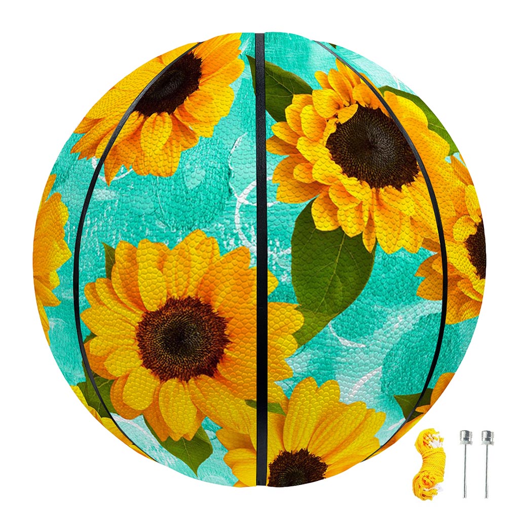 Bright Sunflower Pattern Print Basketball