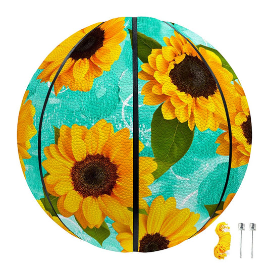 Bright Sunflower Pattern Print Basketball