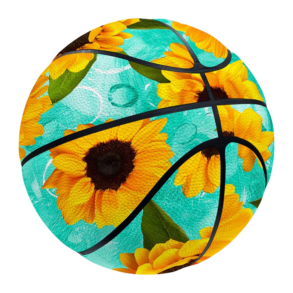 Bright Sunflower Pattern Print Basketball