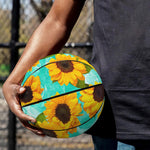 Bright Sunflower Pattern Print Basketball