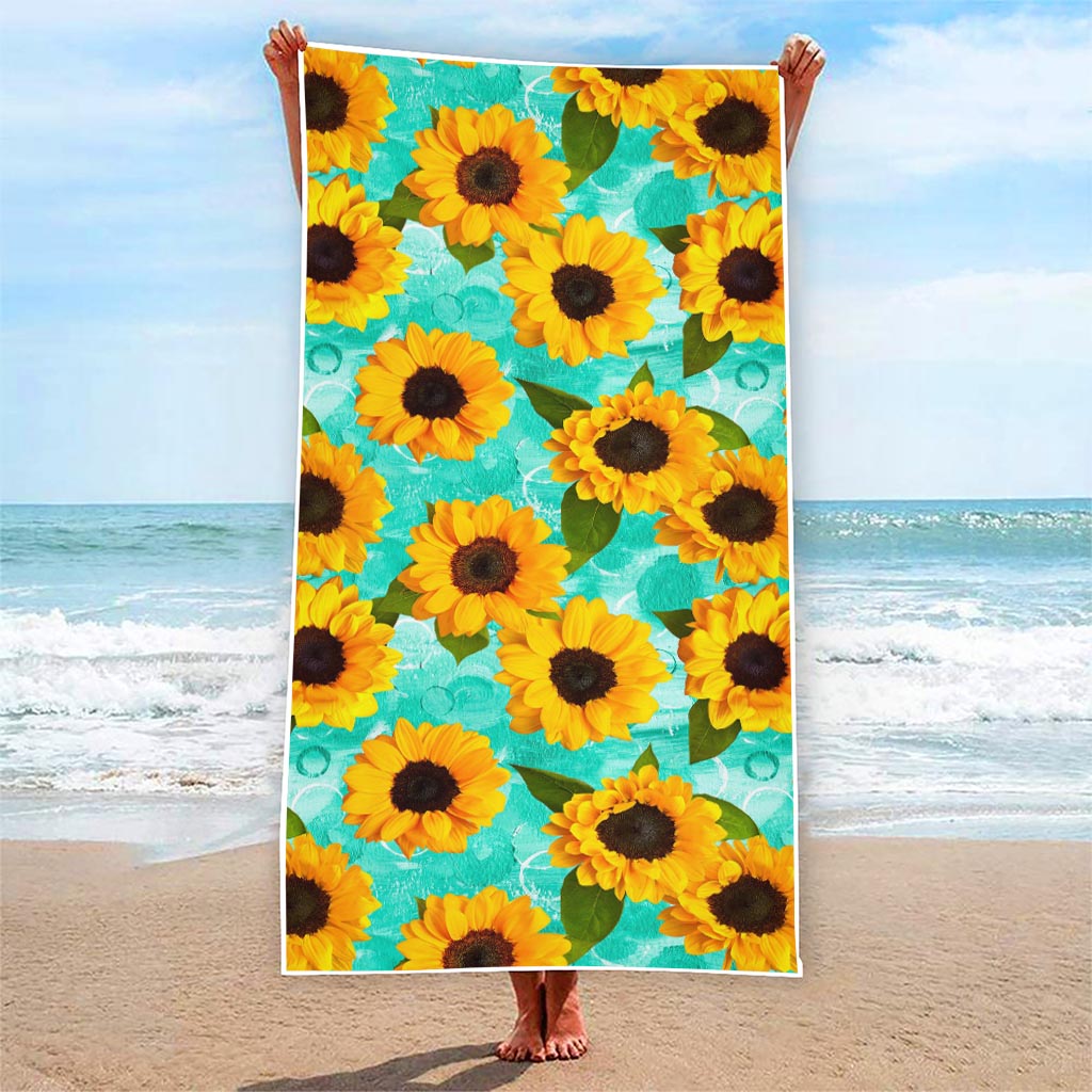 Bright Sunflower Pattern Print Beach Towel