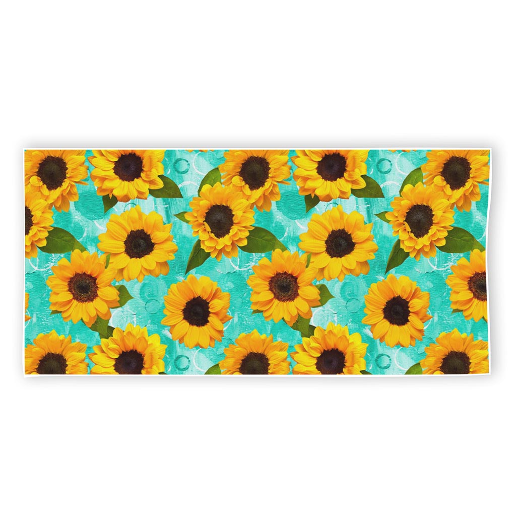 Bright Sunflower Pattern Print Beach Towel