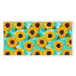 Bright Sunflower Pattern Print Beach Towel