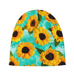 Bright Sunflower Pattern Print Beanie