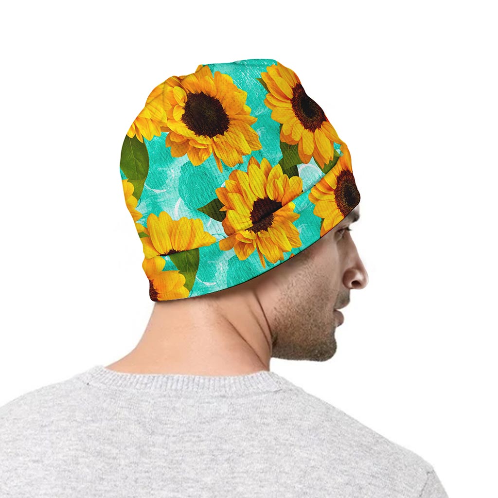 Bright Sunflower Pattern Print Beanie