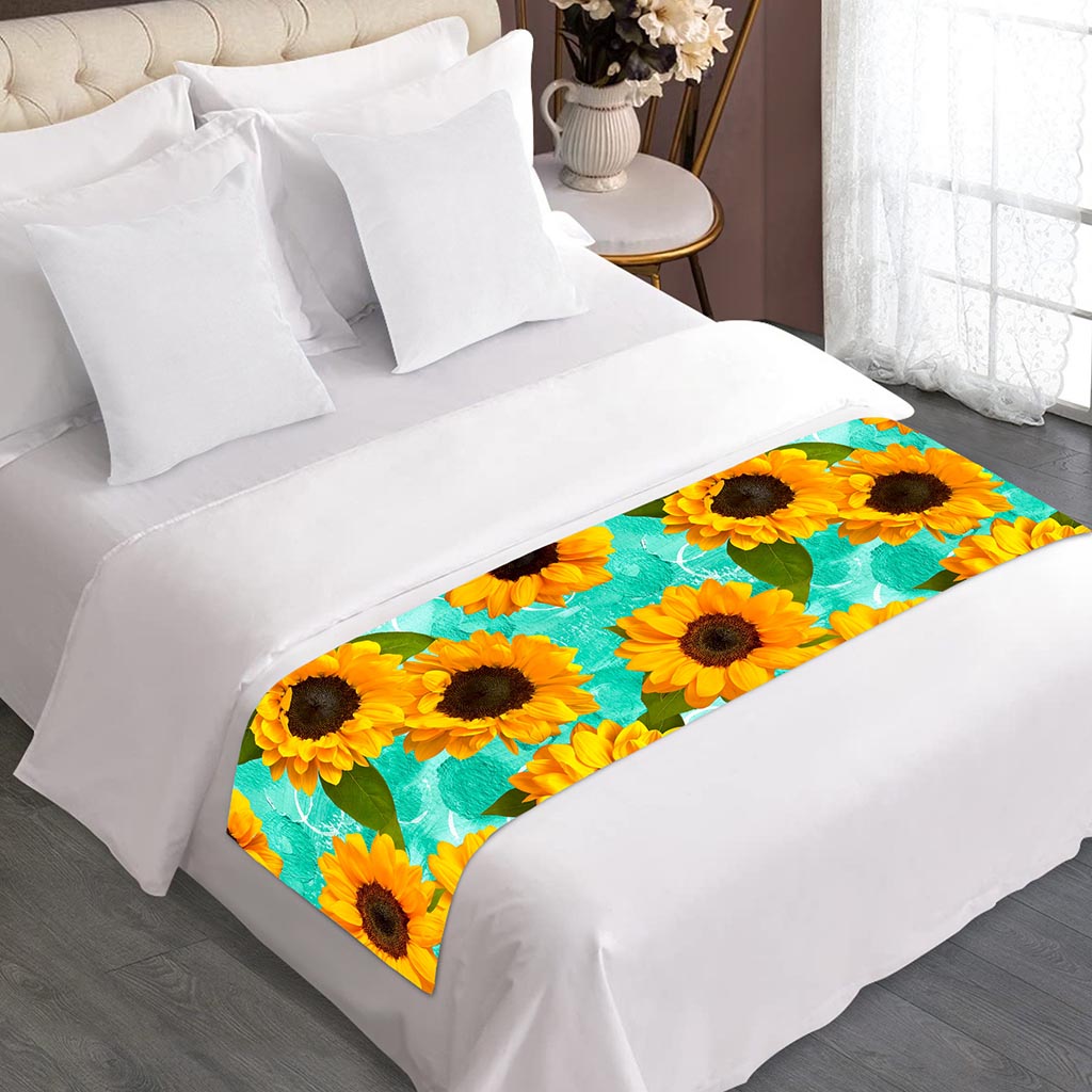 Bright Sunflower Pattern Print Bed Runner