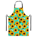 Bright Sunflower Pattern Print Bib Apron With Pocket