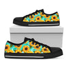 Bright Sunflower Pattern Print Black Low Top Sneakers