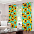 Bright Sunflower Pattern Print Dimout Grommet Curtains
