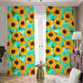 Bright Sunflower Pattern Print Dimout Pencil Pleat Curtains