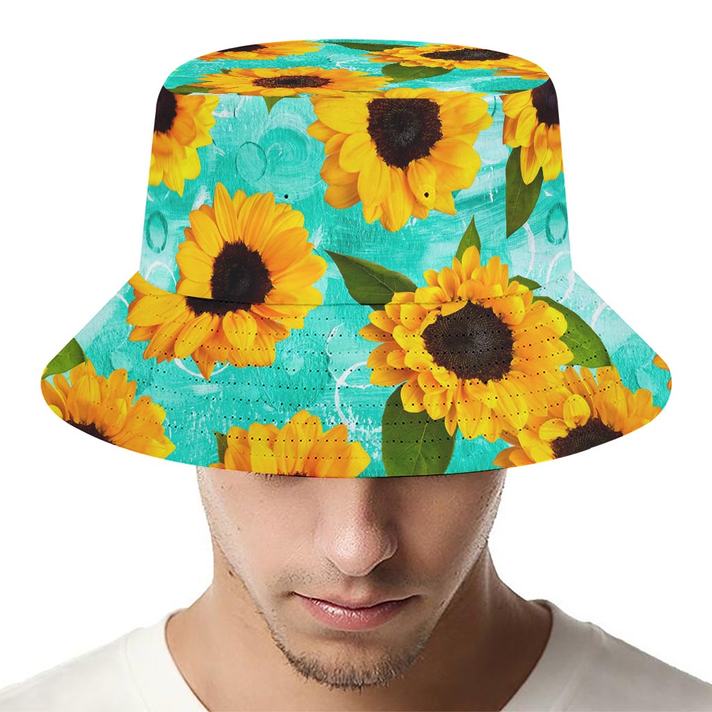 Bright Sunflower Pattern Print Bucket Hat