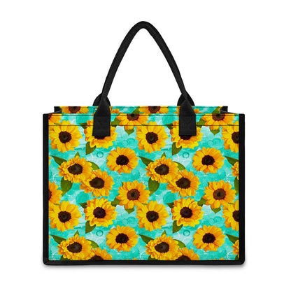 Bright Sunflower Pattern Print Canvas Tote Bag