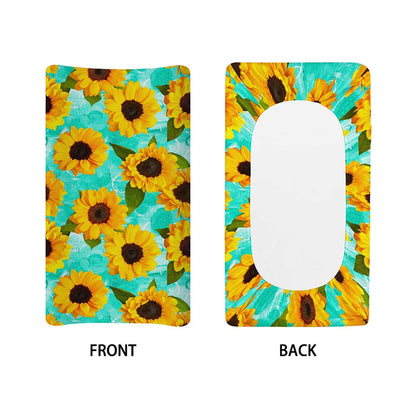 Bright Sunflower Pattern Print Changing Pad Cover