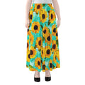 Bright Sunflower Pattern Print Chiffon Maxi Skirt