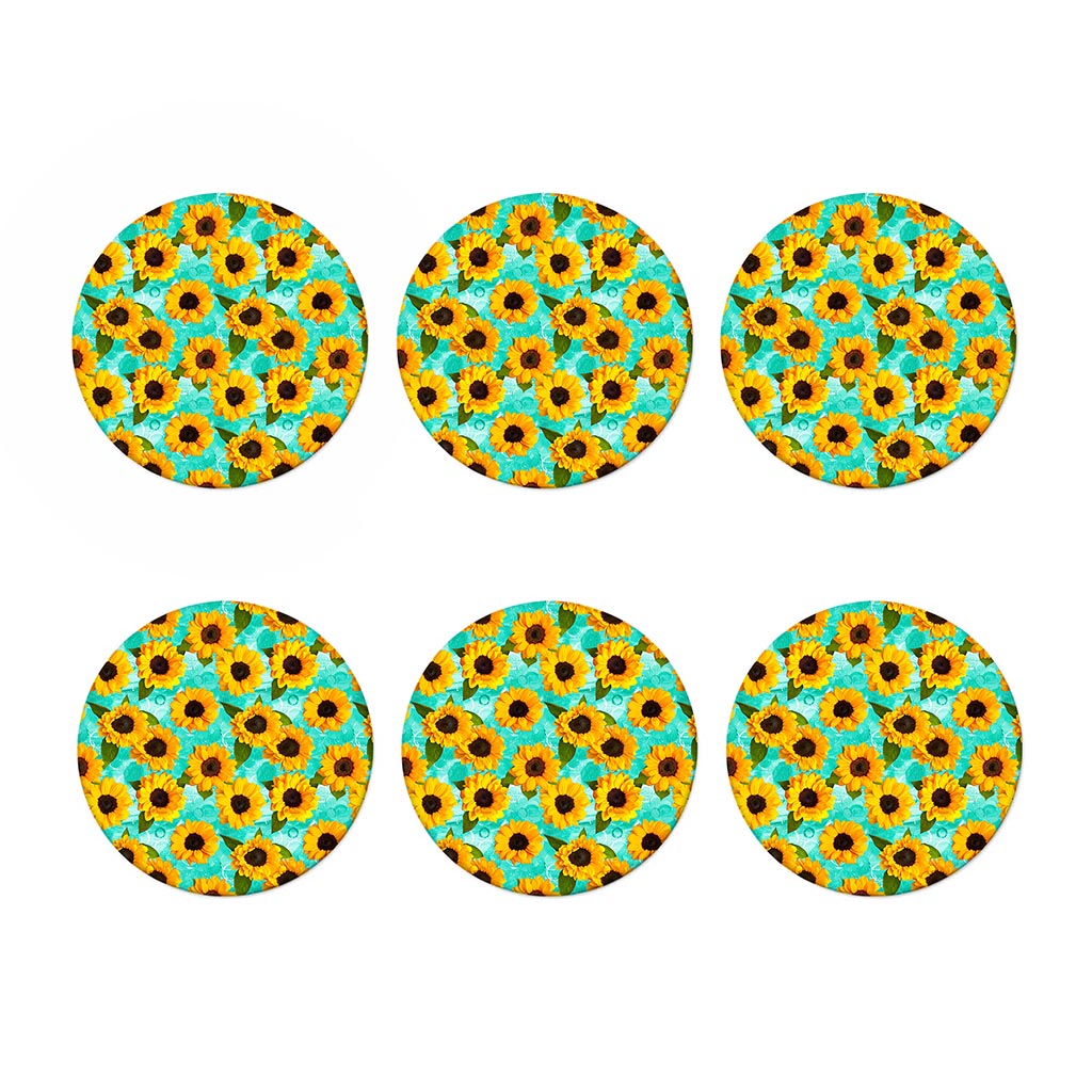 Bright Sunflower Pattern Print Coaster Set