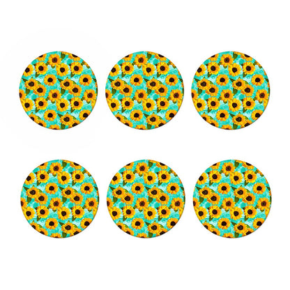 Bright Sunflower Pattern Print Coaster Set