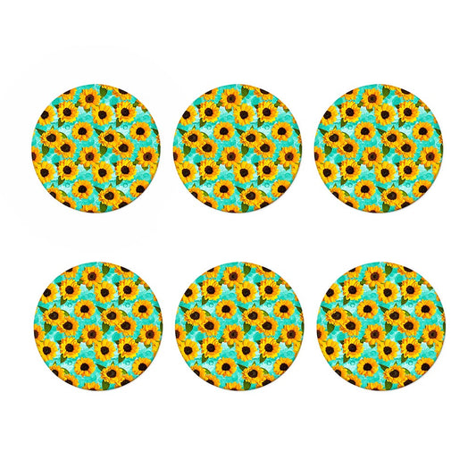Bright Sunflower Pattern Print Coaster Set