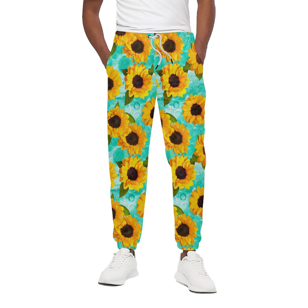 Bright Sunflower Pattern Print Cotton Pants