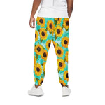 Bright Sunflower Pattern Print Cotton Pants