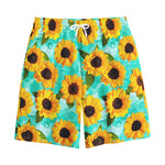 Bright Sunflower Pattern Print Cotton Shorts