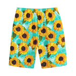 Bright Sunflower Pattern Print Cotton Shorts