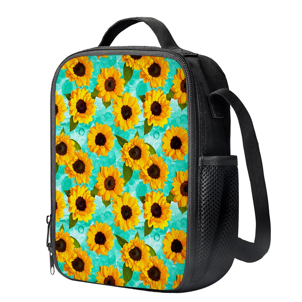 Bright Sunflower Pattern Print Crossbody Lunch Bag