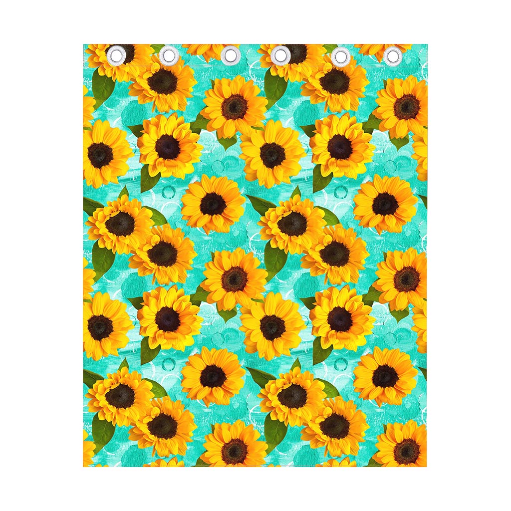 Bright Sunflower Pattern Print Curtain