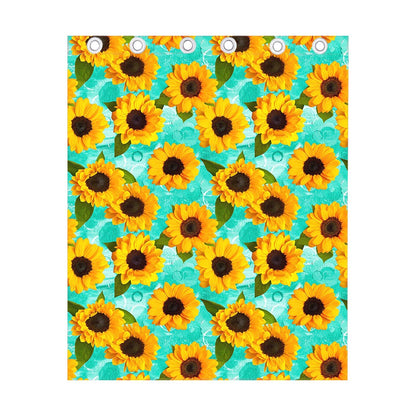 Bright Sunflower Pattern Print Curtain