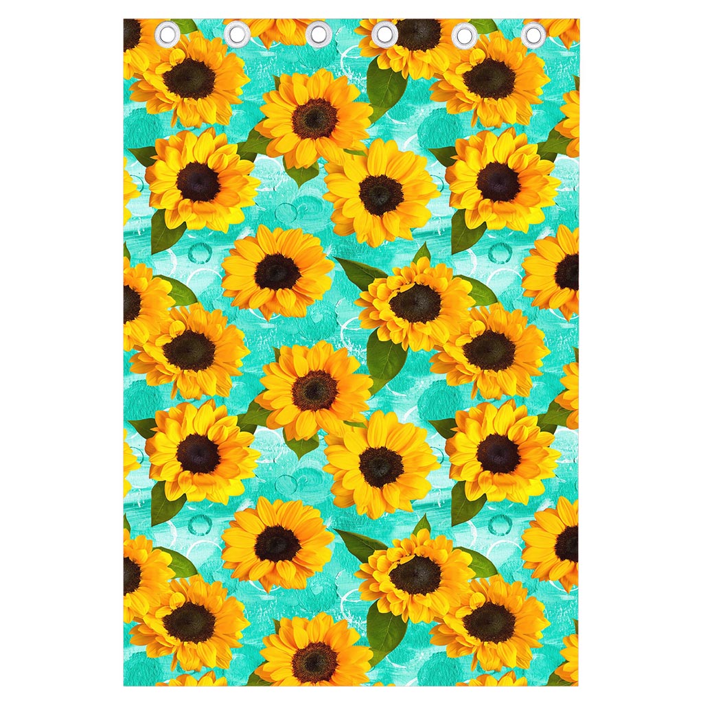Bright Sunflower Pattern Print Curtain