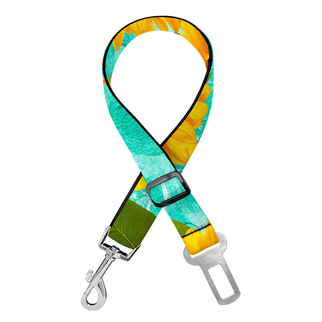 Bright Sunflower Pattern Print Dog Seat Belt