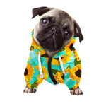 Bright Sunflower Pattern Print Dog Zip Up Hoodie
