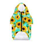 Bright Sunflower Pattern Print Dog Zip Up Hoodie