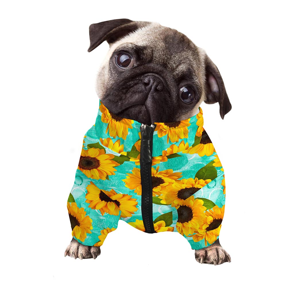 Bright Sunflower Pattern Print Dog Zip Up Jacket
