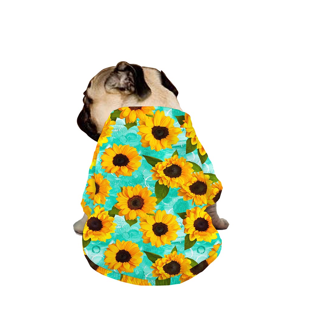Bright Sunflower Pattern Print Dog Zip Up Jacket