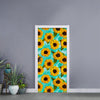 Bright Sunflower Pattern Print Door Sticker