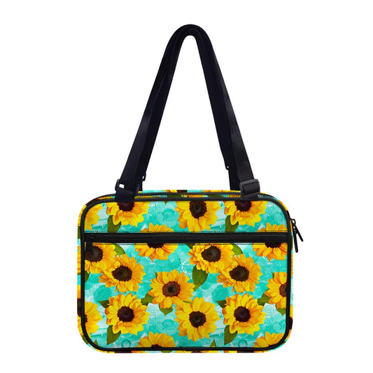 Bright Sunflower Pattern Print Double Strap Bible Bag