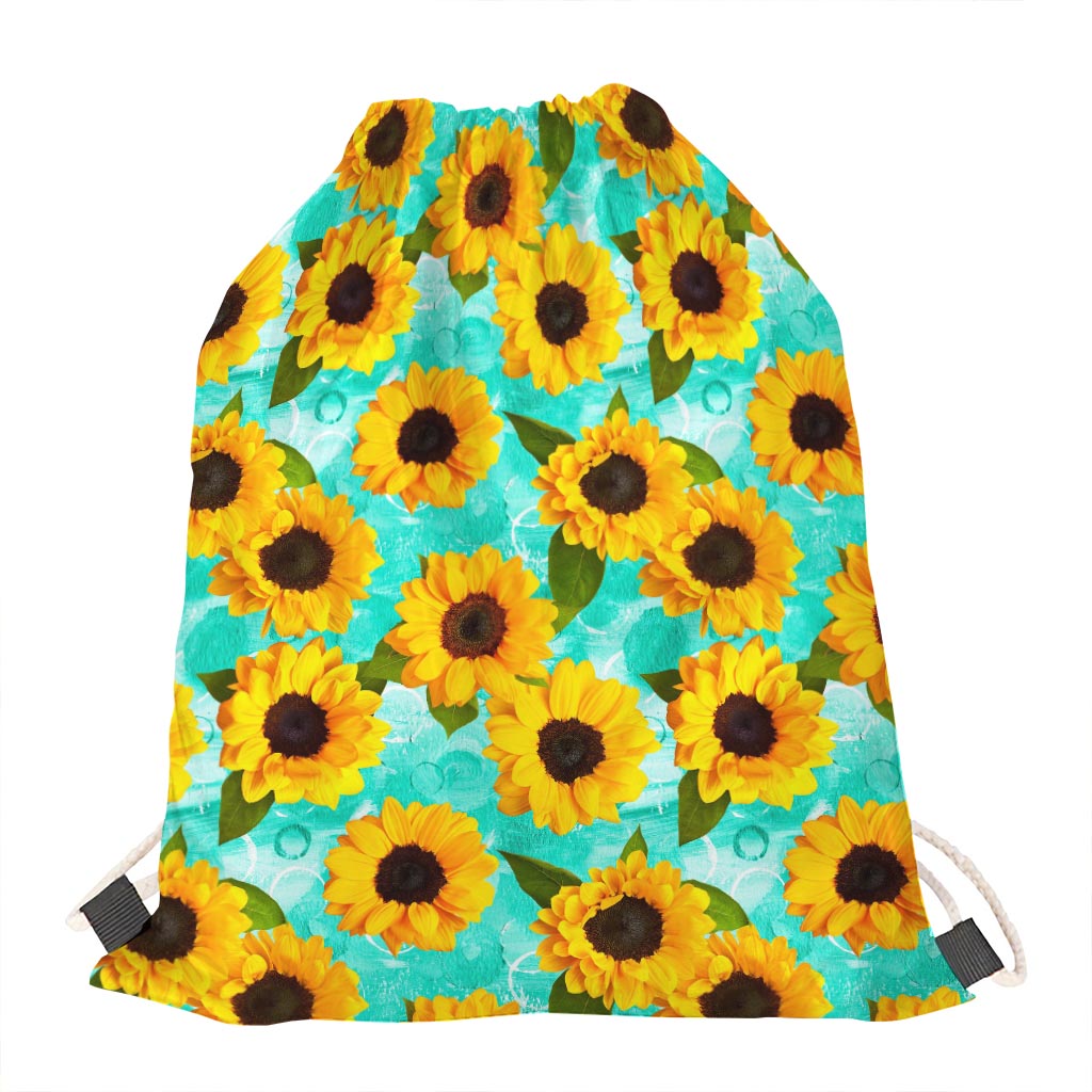 Bright Sunflower Pattern Print Drawstring Bag