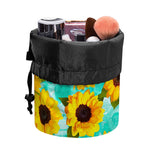 Bright Sunflower Pattern Print Drawstring Makeup Bag