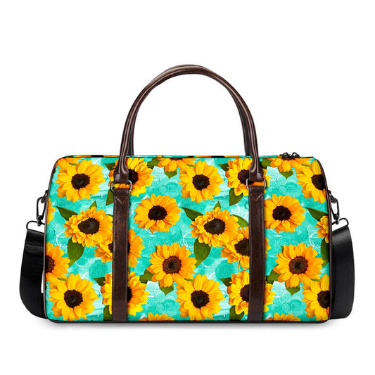 Bright Sunflower Pattern Print Duffle Bag