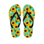 Bright Sunflower Pattern Print Flip Flops