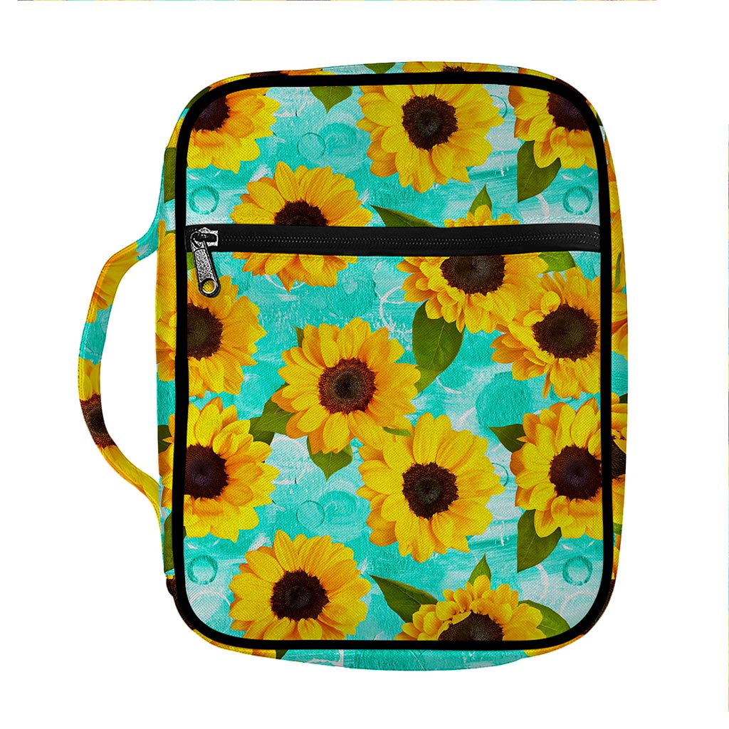 Bright Sunflower Pattern Print Front Pocket Bible Bag