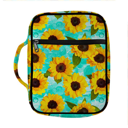 Bright Sunflower Pattern Print Front Pocket Bible Bag