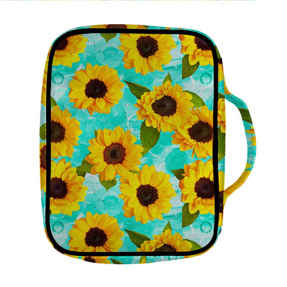 Bright Sunflower Pattern Print Front Pocket Bible Bag