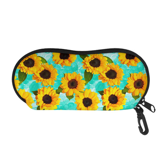 Bright Sunflower Pattern Print Glasses Case