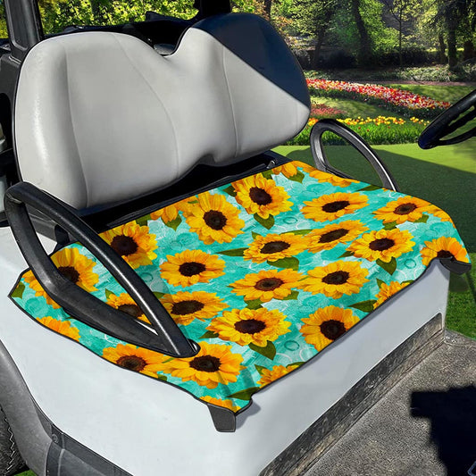 Bright Sunflower Pattern Print Golf Cart Seat Cover