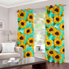 Bright Sunflower Pattern Print Grommet Curtains