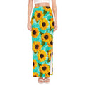 Bright Sunflower Pattern Print High Slit Maxi Skirt