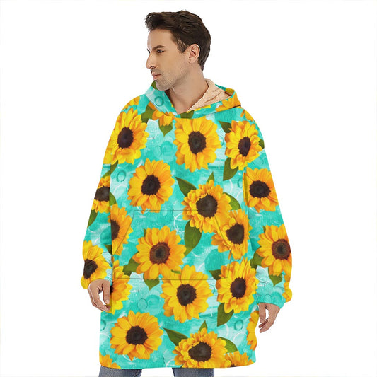 Bright Sunflower Pattern Print Hoodie Blanket