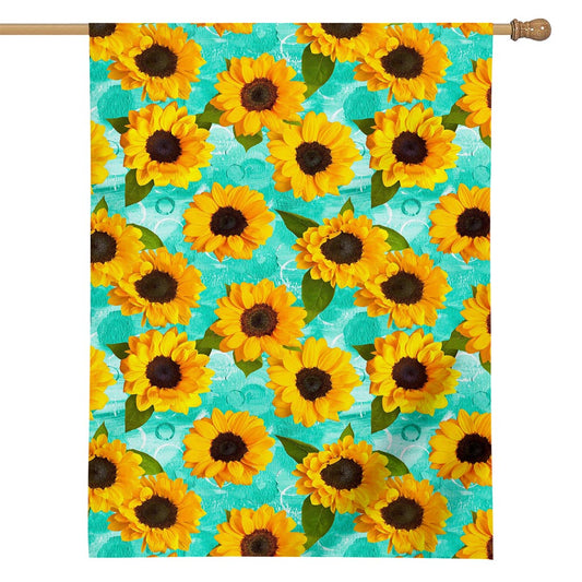 Bright Sunflower Pattern Print House Flag